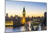 High angle view of Big Ben, the Palace of Westminster and Westminster Bridge at dusk, London, Engla-Fraser Hall-Mounted Photographic Print