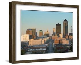 High Angle View of Buildings in a City, Locust Street, Des Moines, Iowa, USA-null-Framed Photographic Print