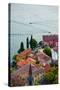 High Angle View of Buildings in a Town at the Lakeside, Varenna, Lake Como, Lombardy, Italy-null-Stretched Canvas