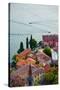 High Angle View of Buildings in a Town at the Lakeside, Varenna, Lake Como, Lombardy, Italy-null-Stretched Canvas