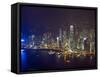 High Angle View of Central, the Main Financial District, at Night, Hong Kong Island, Hong Kong, Chi-Amanda Hall-Framed Stretched Canvas