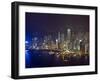 High Angle View of Central, the Main Financial District, at Night, Hong Kong Island, Hong Kong, Chi-Amanda Hall-Framed Photographic Print