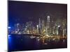 High Angle View of Central, the Main Financial District, at Night, Hong Kong Island, Hong Kong, Chi-Amanda Hall-Mounted Photographic Print