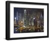 High Angle View of Central, the Main Financial District, at Night, Hong Kong Island, Hong Kong, Chi-Amanda Hall-Framed Photographic Print