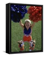 High Angle View of Cheerleaders Performing with Pom-Poms-null-Framed Stretched Canvas