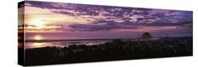 High angle view of city at sunset, Morro Bay, San Luis Obispo County, California, USA-null-Stretched Canvas