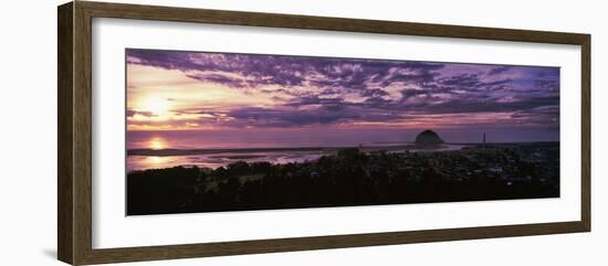 High angle view of city at sunset, Morro Bay, San Luis Obispo County, California, USA-null-Framed Photographic Print