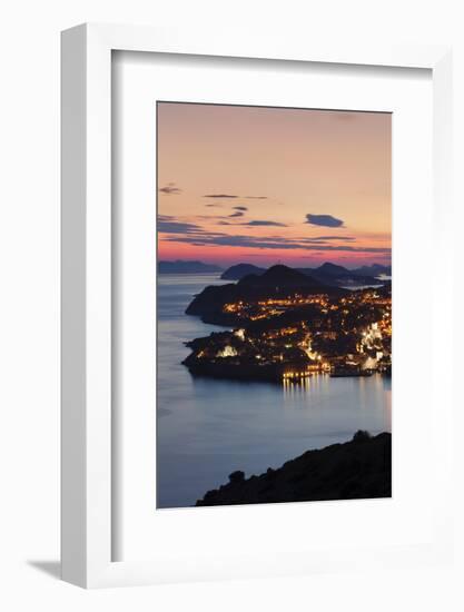 High Angle View of Dubrovnik at Sunset, UNESCO World Heritage Site, Dalmatia, Croatia, Europe-Markus Lange-Framed Photographic Print