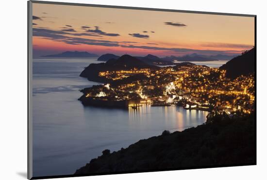 High Angle View of Dubrovnik at Sunset, UNESCO World Heritage Site, Dalmatia, Croatia, Europe-Markus Lange-Mounted Photographic Print