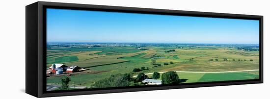 High angle view of farmhouses in a field, Mound View Park, Platteville, Grant County, Wisconsin...-null-Framed Stretched Canvas