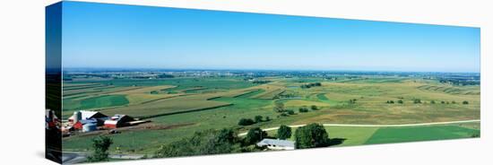 High angle view of farmhouses in a field, Mound View Park, Platteville, Grant County, Wisconsin...-null-Stretched Canvas