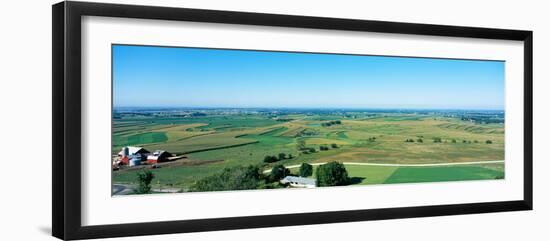 High angle view of farmhouses in a field, Mound View Park, Platteville, Grant County, Wisconsin...-null-Framed Photographic Print