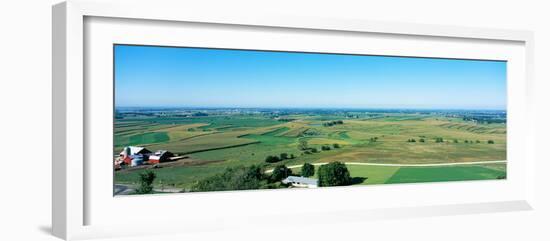 High angle view of farmhouses in a field, Mound View Park, Platteville, Grant County, Wisconsin...-null-Framed Photographic Print