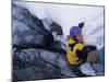 High Angle View of Female Ice Climber-null-Mounted Photographic Print
