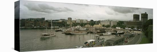 High Angle View of Harbor and a City Hall, Oslo, Norway-null-Stretched Canvas