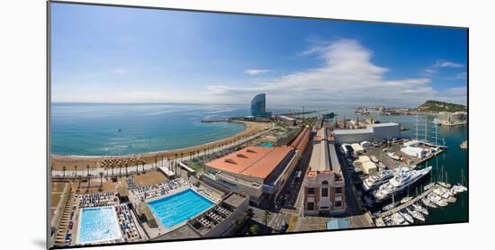 High Angle View of Harbor, Barcelona, Catalonia, Spain-null-Mounted Photographic Print