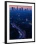 High Angle View of Highway 101 at Dawn, Hollywood Freeway, Hollywood, Los Angeles, California, USA-null-Framed Photographic Print