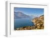 High angle view of Lake Como from Castle Vezio with Varenna and Gittana, Lombardy, Italy-Simon Montgomery-Framed Photographic Print