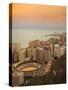 High Angle View of Malaga Cityscape with Bullring and Docks, Andalusia, Spain, Europe-Ian Egner-Stretched Canvas