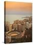 High Angle View of Malaga Cityscape with Bullring and Docks, Andalusia, Spain, Europe-Ian Egner-Stretched Canvas