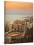 High Angle View of Malaga Cityscape with Bullring and Docks, Andalusia, Spain, Europe-Ian Egner-Stretched Canvas