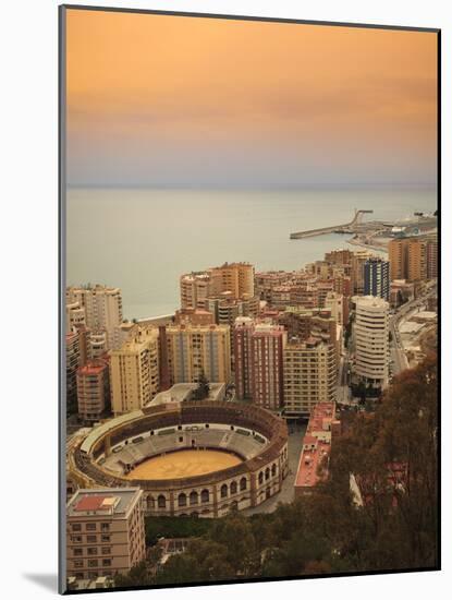 High Angle View of Malaga Cityscape with Bullring and Docks, Andalusia, Spain, Europe-Ian Egner-Mounted Photographic Print