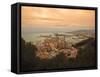 High Angle View of Malaga Cityscape with Bullring and Docks, Andalusia, Spain, Europe-Ian Egner-Framed Stretched Canvas