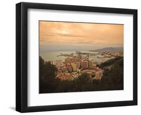 High Angle View of Malaga Cityscape with Bullring and Docks, Andalusia, Spain, Europe-Ian Egner-Framed Photographic Print