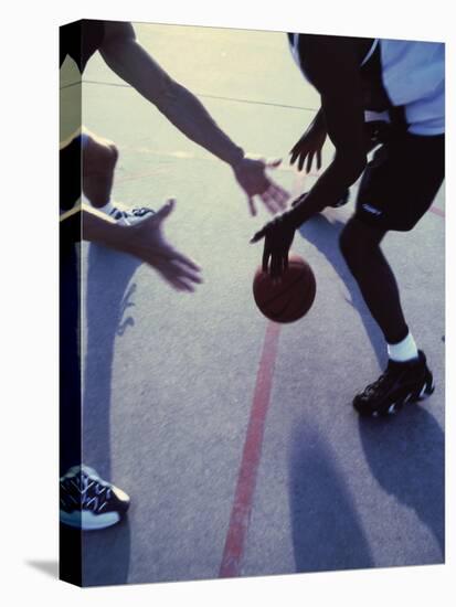 High Angle View of Men Playing Basketball-null-Stretched Canvas