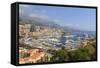 High Angle View of Monaco and Harbour, Monaco, Mediterranean, Europe-Amanda Hall-Framed Stretched Canvas