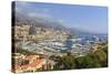 High Angle View of Monaco and Harbour, Monaco, Mediterranean, Europe-Amanda Hall-Stretched Canvas