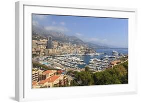 High Angle View of Monaco and Harbour, Monaco, Mediterranean, Europe-Amanda Hall-Framed Photographic Print