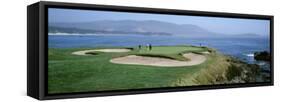 High Angle View of People Playing Golf at a Golf Course, Pebble Beach Golf Links, Pebble Beach-null-Framed Stretched Canvas