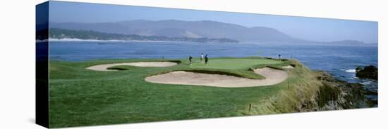High Angle View of People Playing Golf at a Golf Course, Pebble Beach Golf Links, Pebble Beach-null-Stretched Canvas