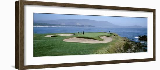 High Angle View of People Playing Golf at a Golf Course, Pebble Beach Golf Links, Pebble Beach-null-Framed Photographic Print