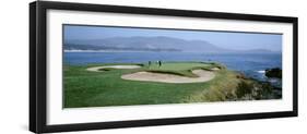 High Angle View of People Playing Golf at a Golf Course, Pebble Beach Golf Links, Pebble Beach-null-Framed Photographic Print