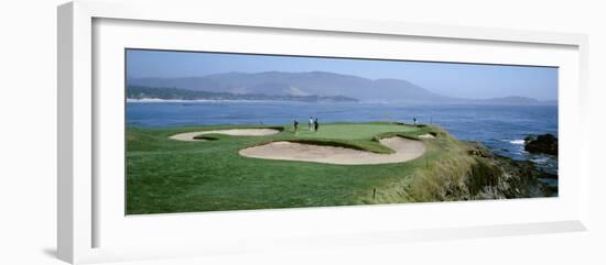 High Angle View of People Playing Golf at a Golf Course, Pebble Beach Golf Links, Pebble Beach-null-Framed Photographic Print