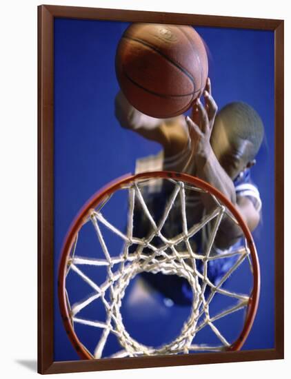 High Angle View of Person Shooting Hoops-null-Framed Photographic Print