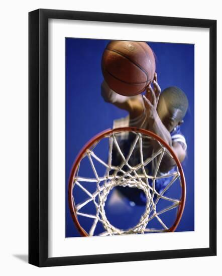 High Angle View of Person Shooting Hoops-null-Framed Photographic Print