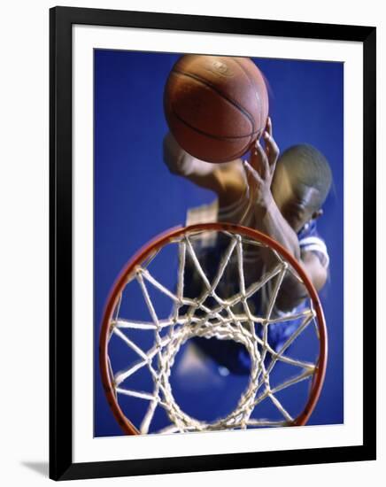 High Angle View of Person Shooting Hoops-null-Framed Photographic Print