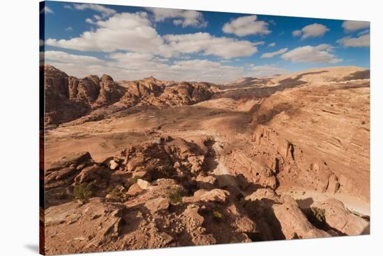 High Angle View of Petra Valley, Ancient Nabatean City of Petra, Wadi Musa, Ma'an Governorate, J...-null-Stretched Canvas