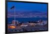 High angle view of Port of Aqaba and Flag of Jordan at sunrise, Aqaba, Jordan-null-Framed Photographic Print