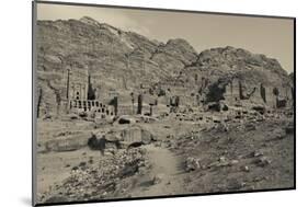 High angle view of Royal Tombs at Ancient Nabatean City of Petra, Wadi Musa, Ma'an Governorate,...-null-Mounted Photographic Print
