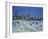 High Angle View of Snow Covered Landscape with Buildings in the Background, Chicago, Illinois, USA-null-Framed Photographic Print