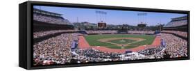 High Angle View of Spectators Watching a Baseball Match, Dodgers Vs. Yankees, Dodger Stadium-null-Framed Stretched Canvas