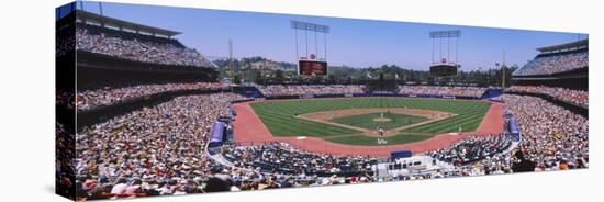 High Angle View of Spectators Watching a Baseball Match, Dodgers Vs. Yankees, Dodger Stadium-null-Stretched Canvas