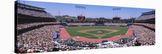 High Angle View of Spectators Watching a Baseball Match, Dodgers Vs. Yankees, Dodger Stadium-null-Stretched Canvas