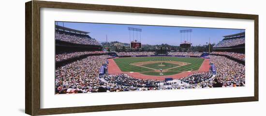 High Angle View of Spectators Watching a Baseball Match, Dodgers Vs. Yankees, Dodger Stadium-null-Framed Photographic Print