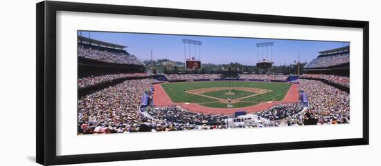 High Angle View of Spectators Watching a Baseball Match, Dodgers Vs. Yankees, Dodger Stadium-null-Framed Photographic Print