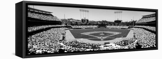 High Angle View of Spectators Watching a Baseball Match, Dodgers Vs. Yankees, Dodger Stadium-null-Framed Stretched Canvas